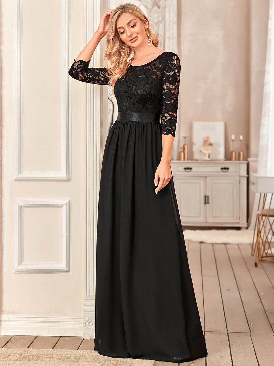 Dentelle transparente sexy longue Robe de soirée #Couleur_Noir