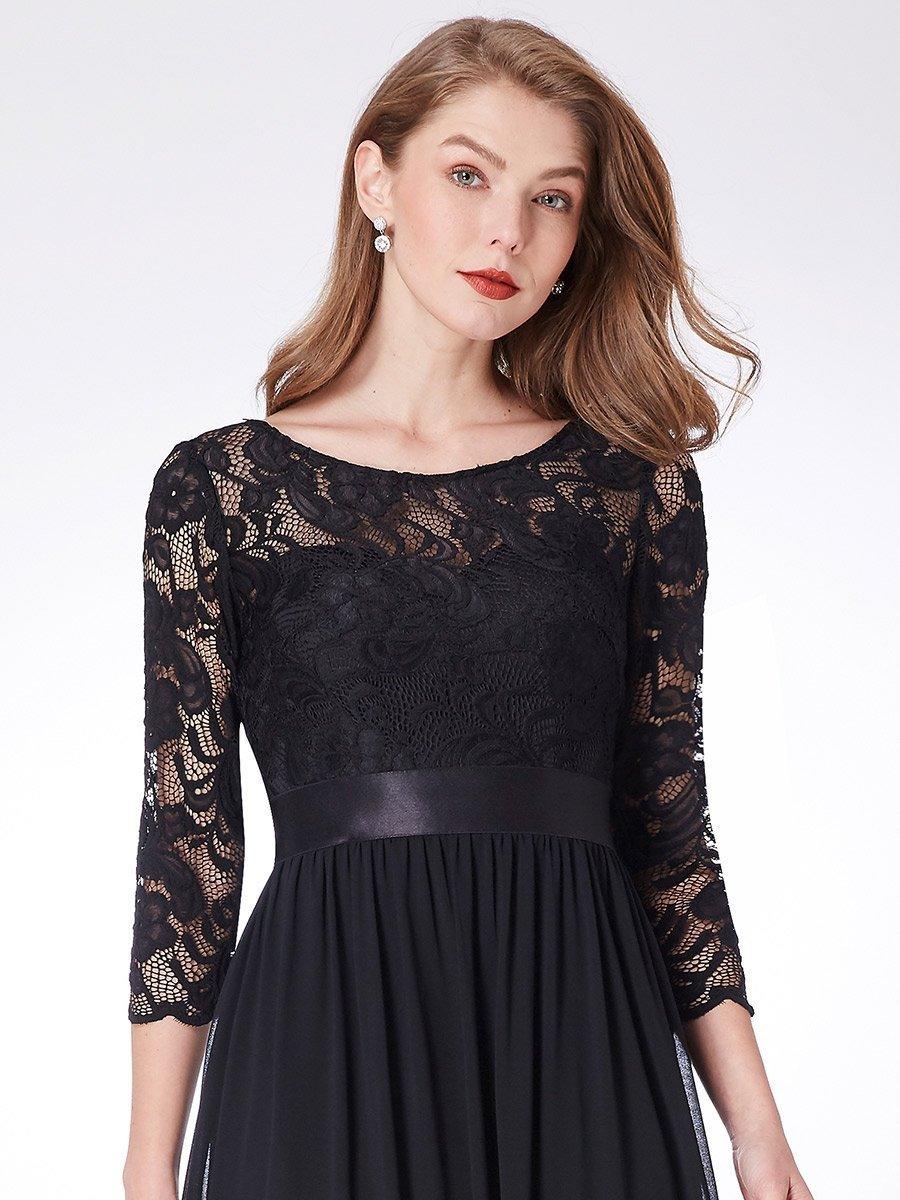 Dentelle transparente sexy longue Robe de soirée #Couleur_Noir