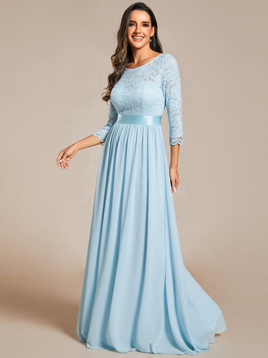 Dentelle transparente sexy longue Robe de soirée #Couleur_Bleu Ciel