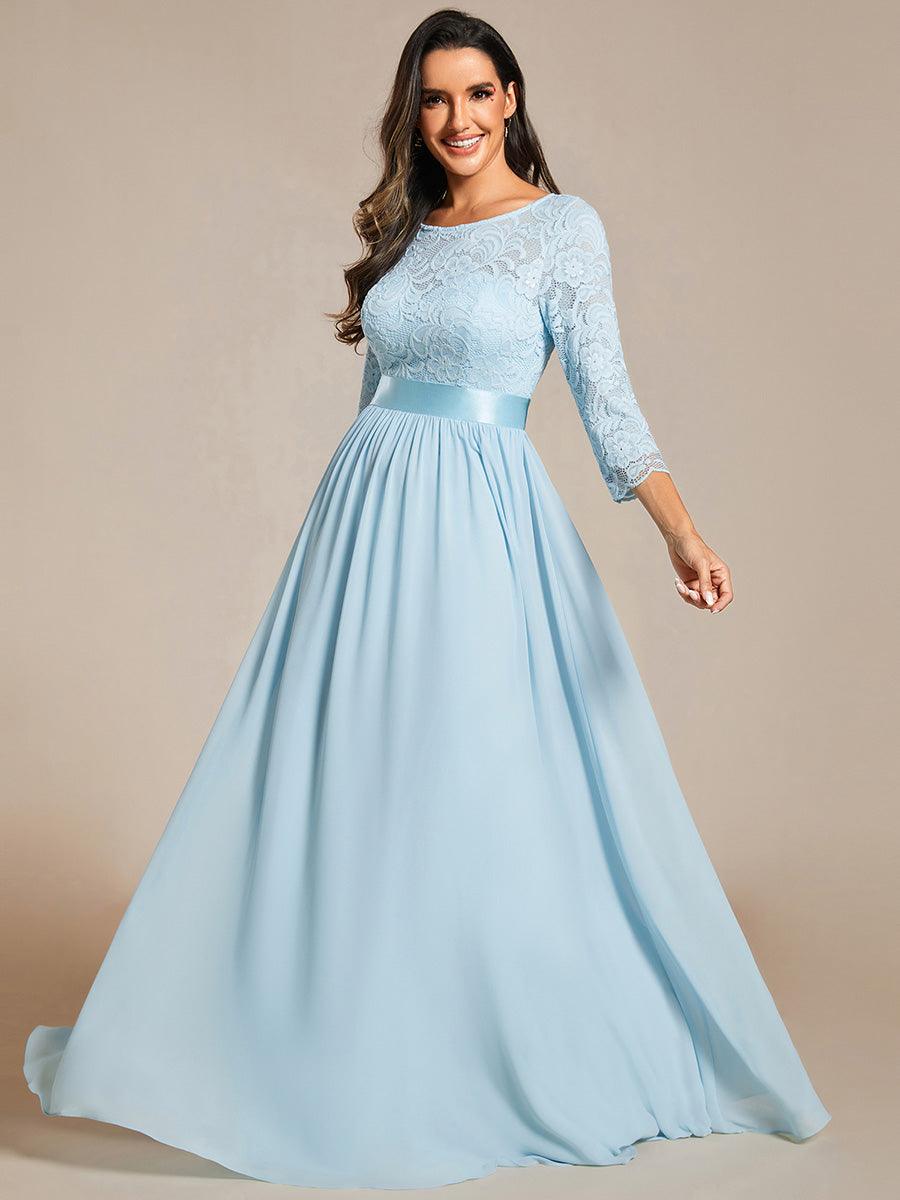 Dentelle transparente sexy longue Robe de soirée #Couleur_Bleu Ciel