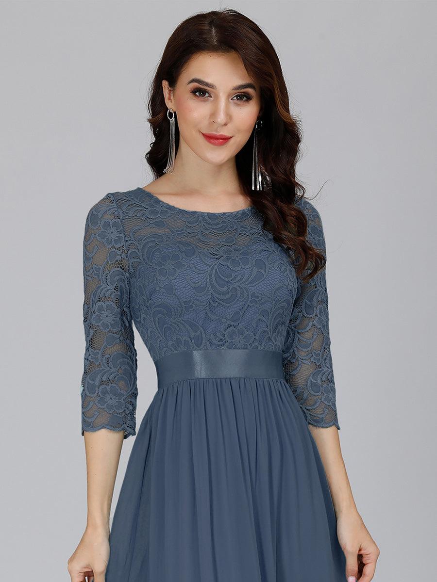 Dentelle transparente sexy longue Robe de soirée #Couleur_Marine Fume