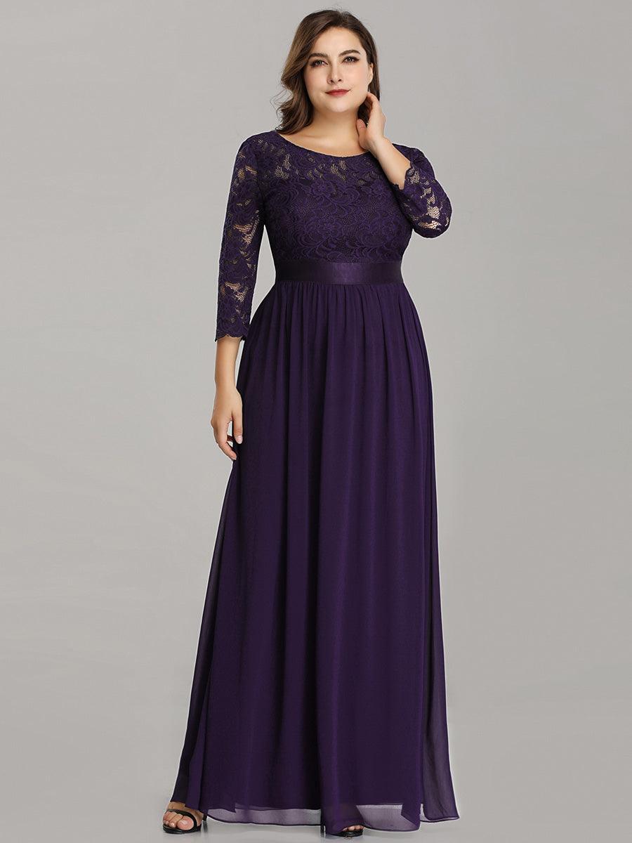 Dentelle transparente sexy longue Robe de soirée #Couleur_Violet Fonce