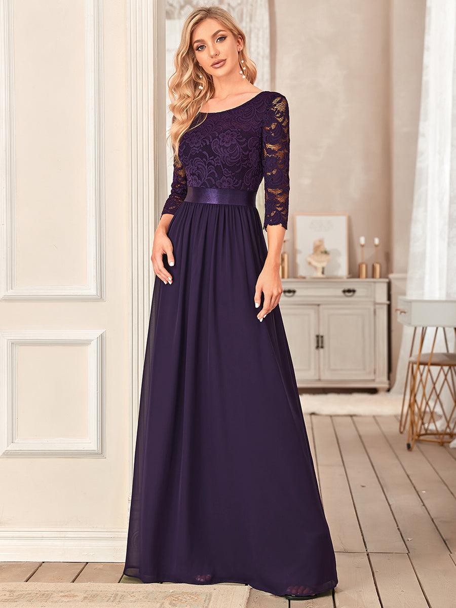 Dentelle transparente sexy longue Robe de soirée #Couleur_Violet Fonce