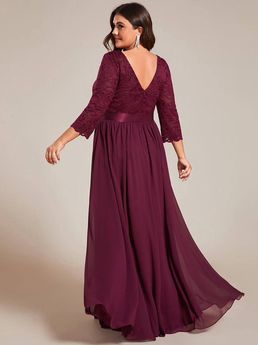 Dentelle transparente sexy longue Robe de soirée #Couleur_Pourpre