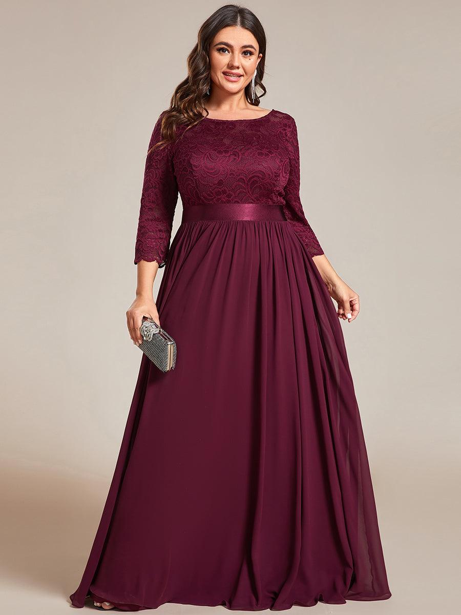 Dentelle transparente sexy longue Robe de soirée #Couleur_Pourpre