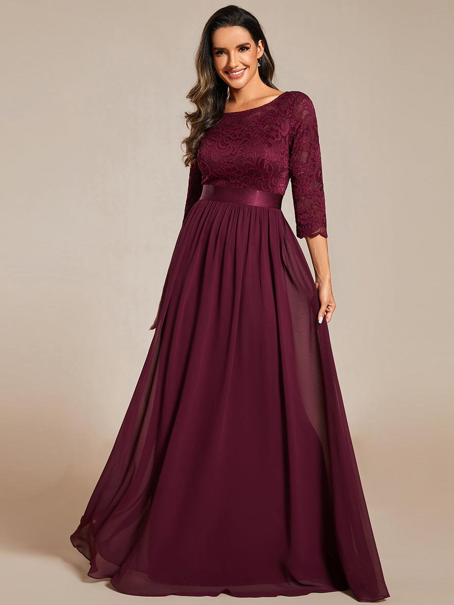 Dentelle transparente sexy longue Robe de soirée #Couleur_Pourpre