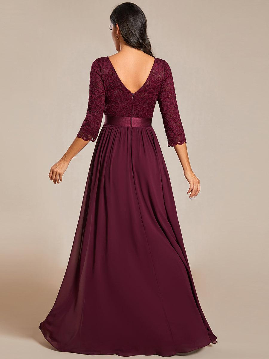 Dentelle transparente sexy longue Robe de soirée #Couleur_Pourpre