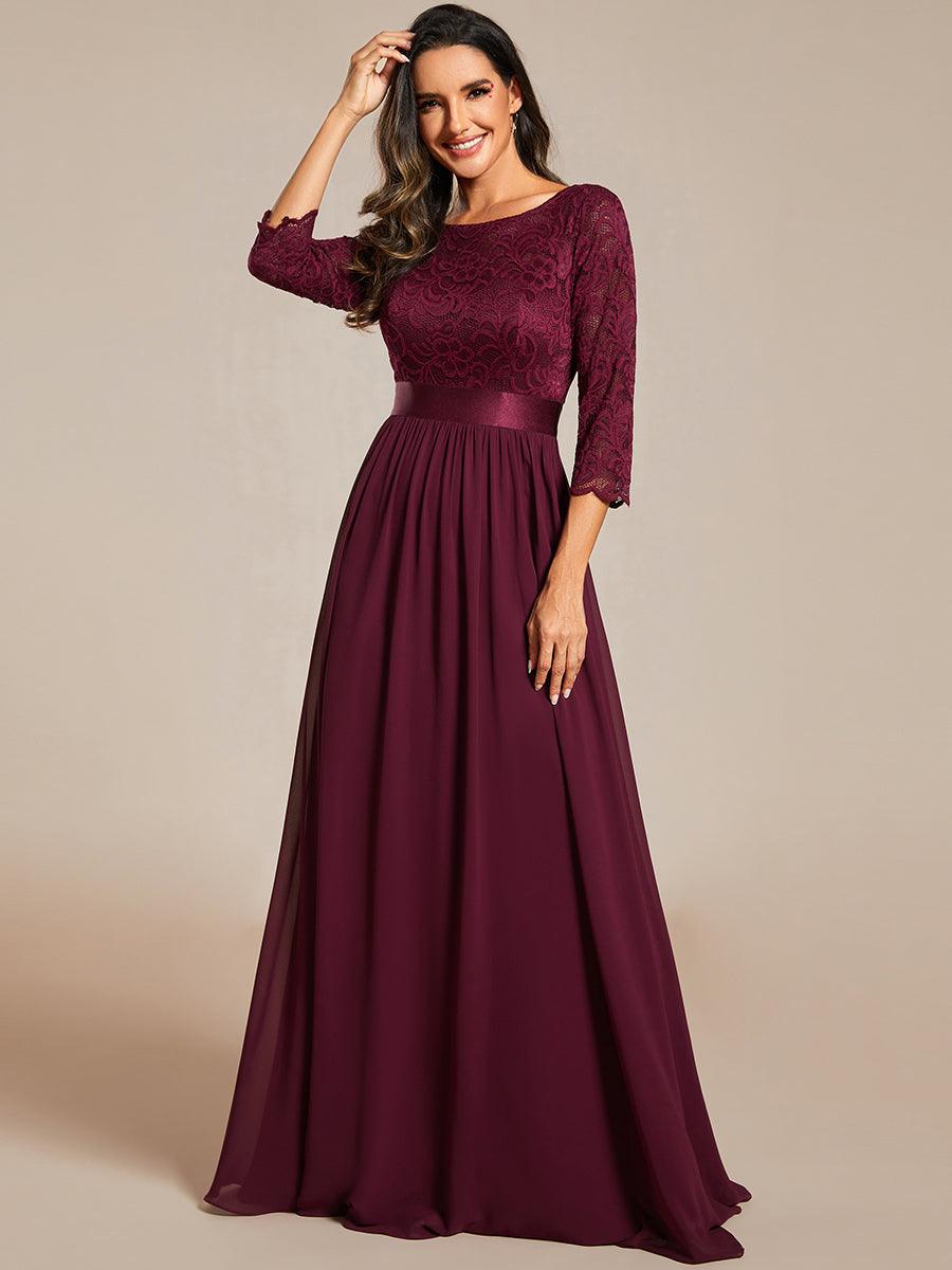 Dentelle transparente sexy longue Robe de soirée #Couleur_Pourpre