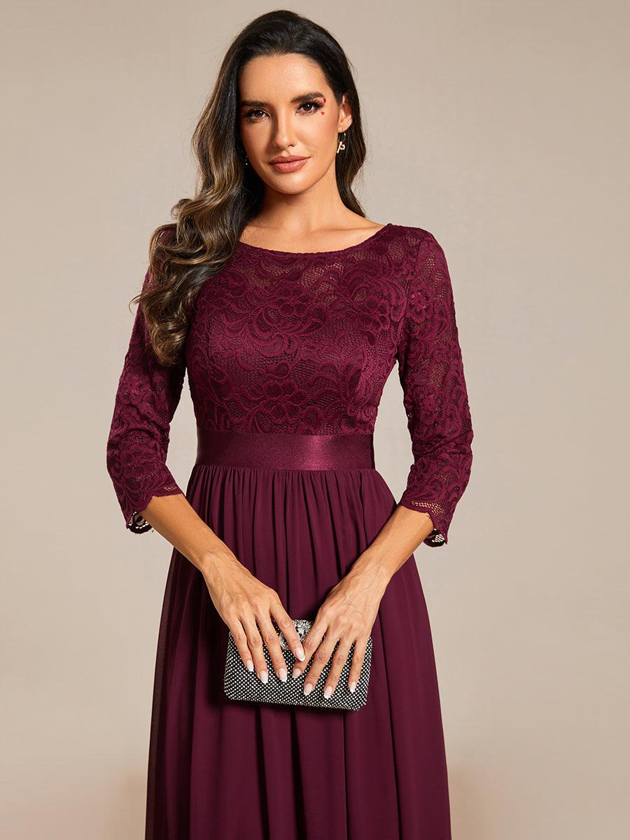 Dentelle transparente sexy longue Robe de soirée #Couleur_Pourpre