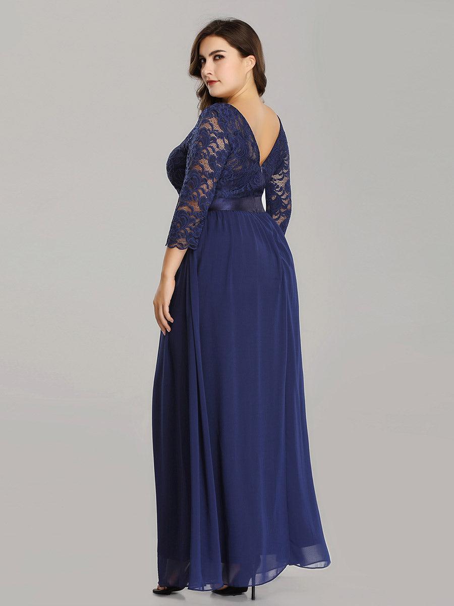Dentelle transparente sexy longue Robe de soirée #Couleur_Bleu Marine