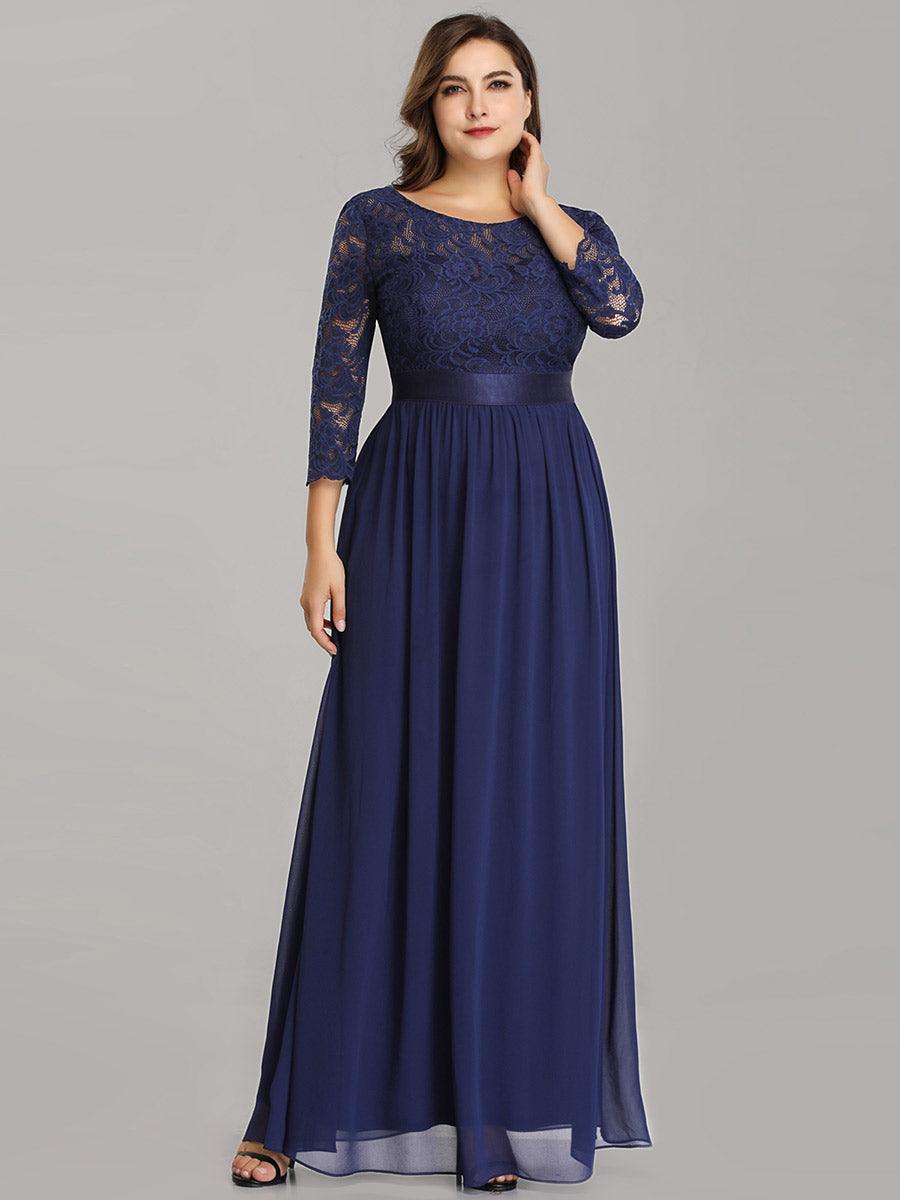 Dentelle transparente sexy longue Robe de soirée #Couleur_Bleu Marine