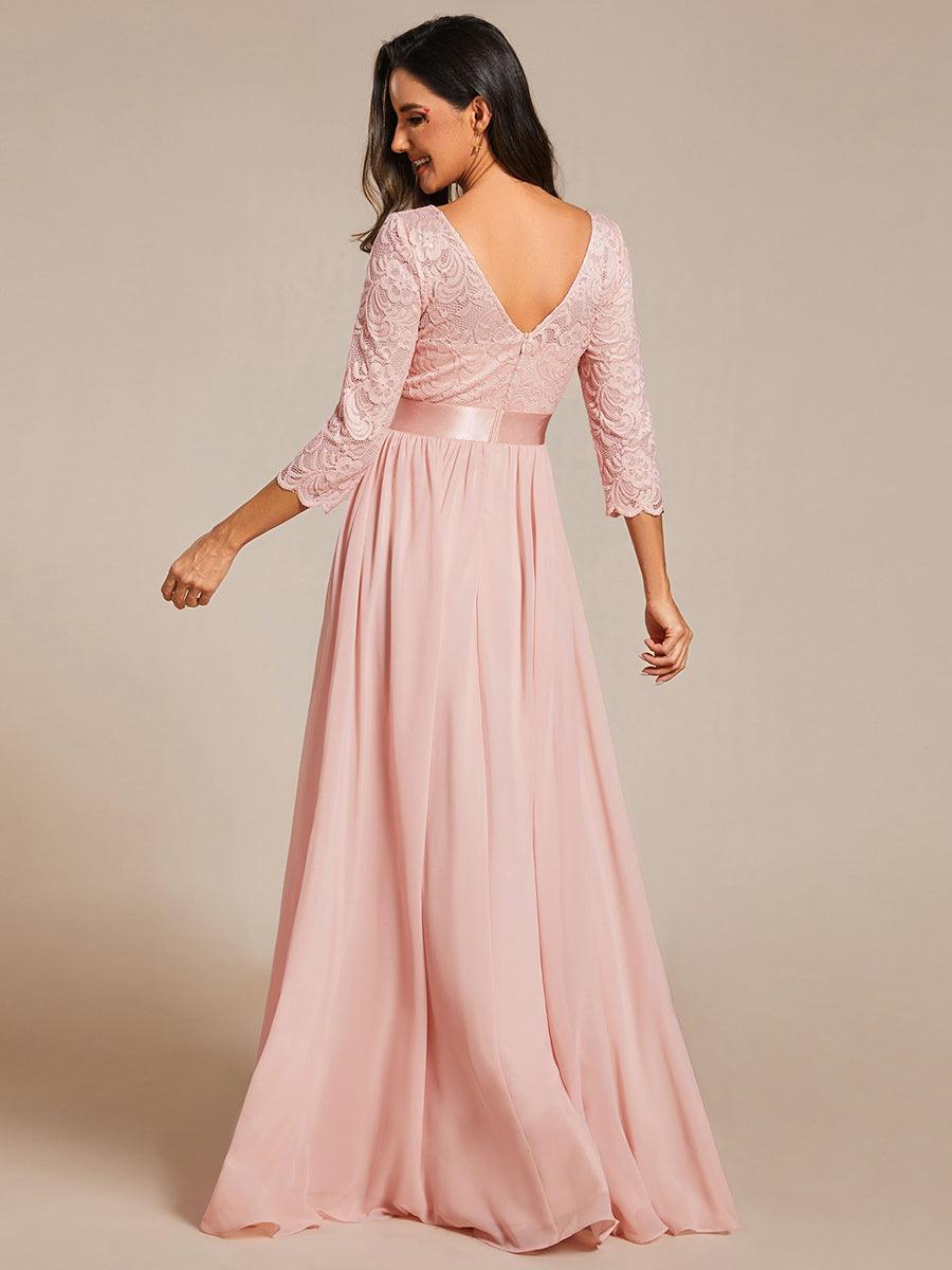 Dentelle transparente sexy longue Robe de soirée #Couleur_Rose