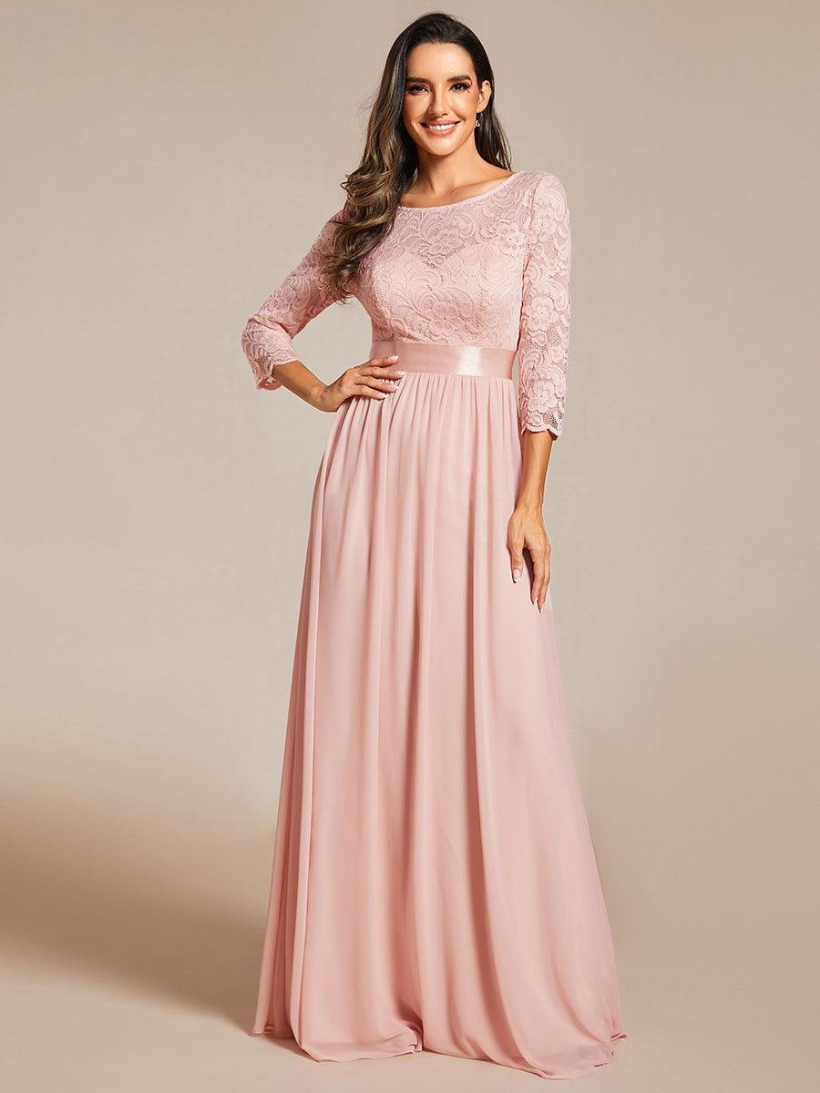 Dentelle transparente sexy longue Robe de soirée #Couleur_Rose