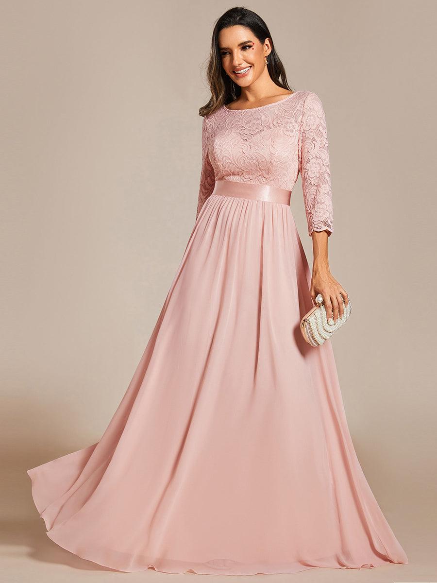 Dentelle transparente sexy longue Robe de soirée #Couleur_Rose