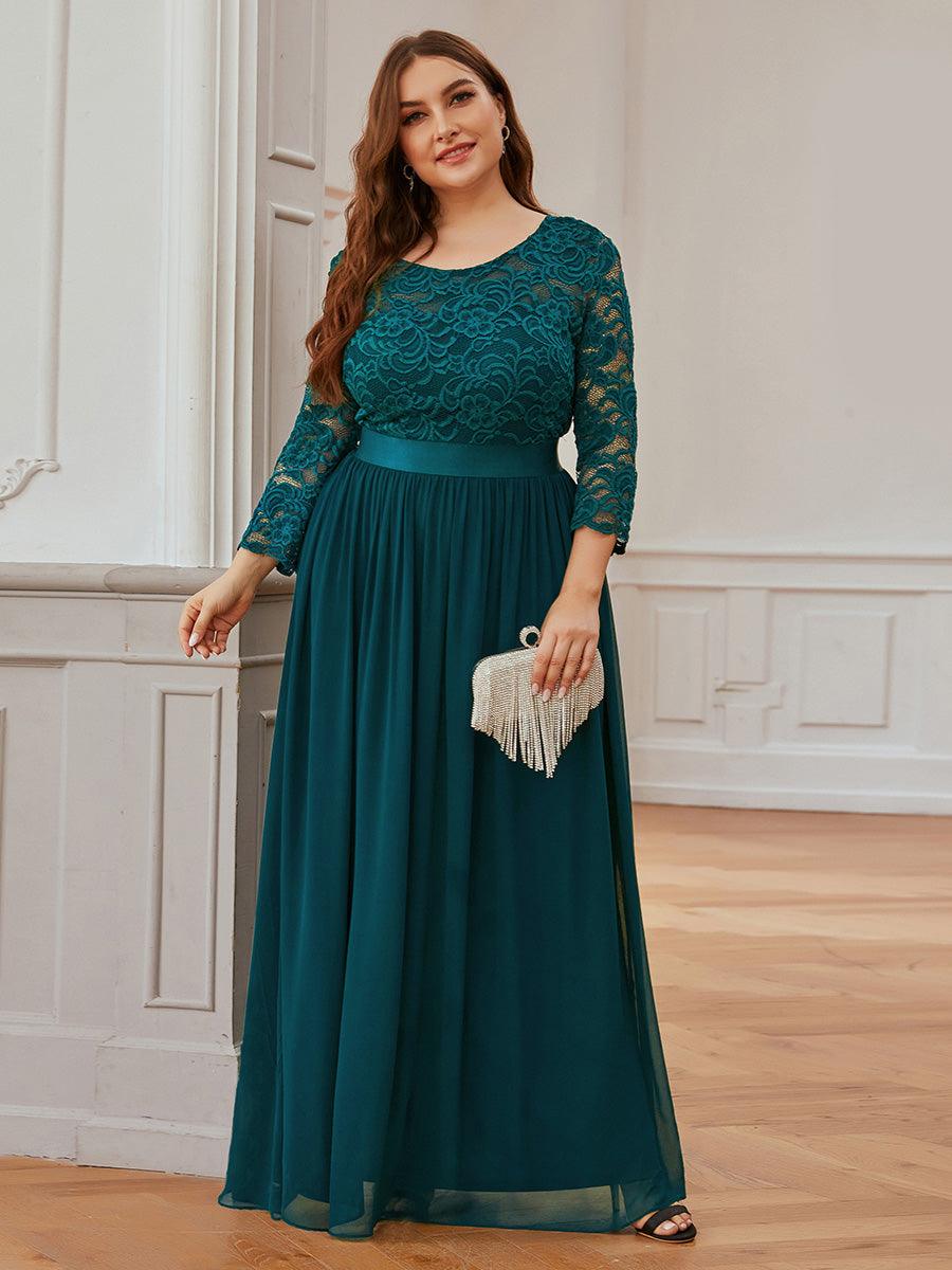 Dentelle transparente sexy longue Robe de soirée #Couleur_Bleu Sarcelle