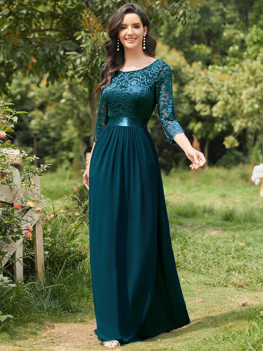 Dentelle transparente sexy longue Robe de soirée #Couleur_Bleu Sarcelle