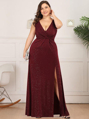 Robe de soirée Empire Grande Taille à Col en V avec Fente Latérale