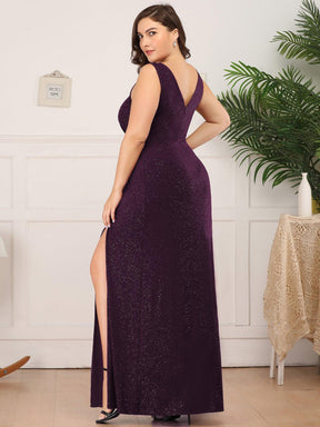 Robe de soirée Empire Grande Taille à Col en V avec Fente Latérale