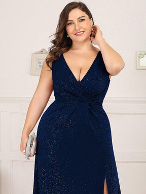 Robe de soirée Empire Grande Taille à Col en V avec Fente Latérale