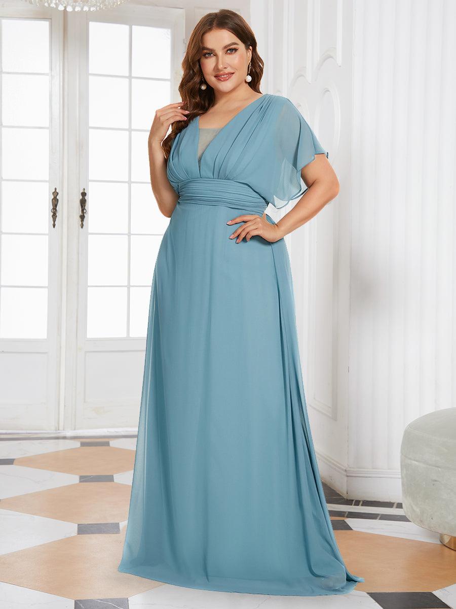 Robe de Soirée Longue Grande Taille en Mousseline à Taille Empire