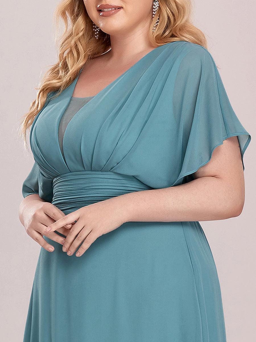 Robe de Soirée Longue Grande Taille en Mousseline à Taille Empire