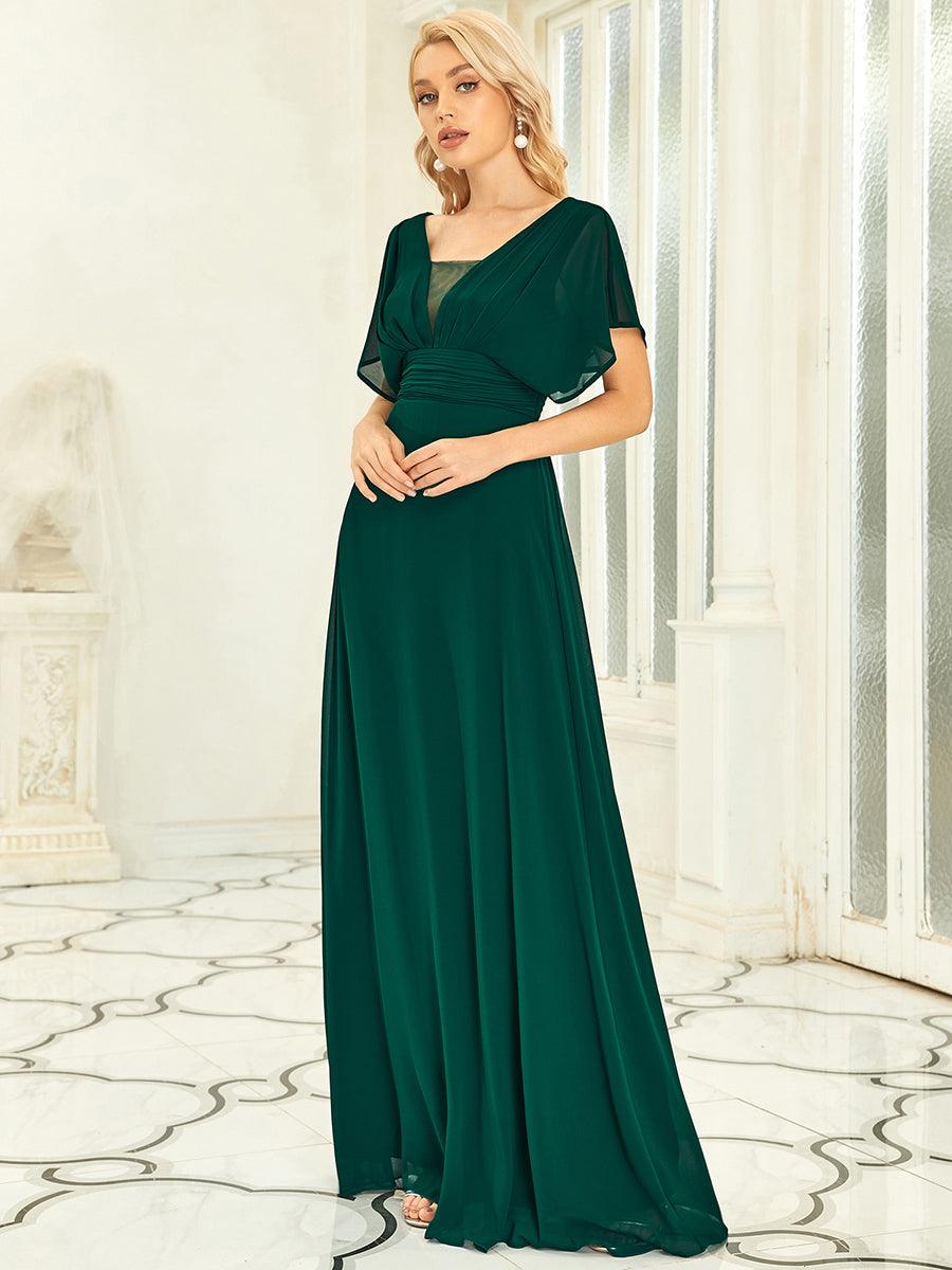 Maxi robe de soirée en mousseline de soie taille empire pour femmes