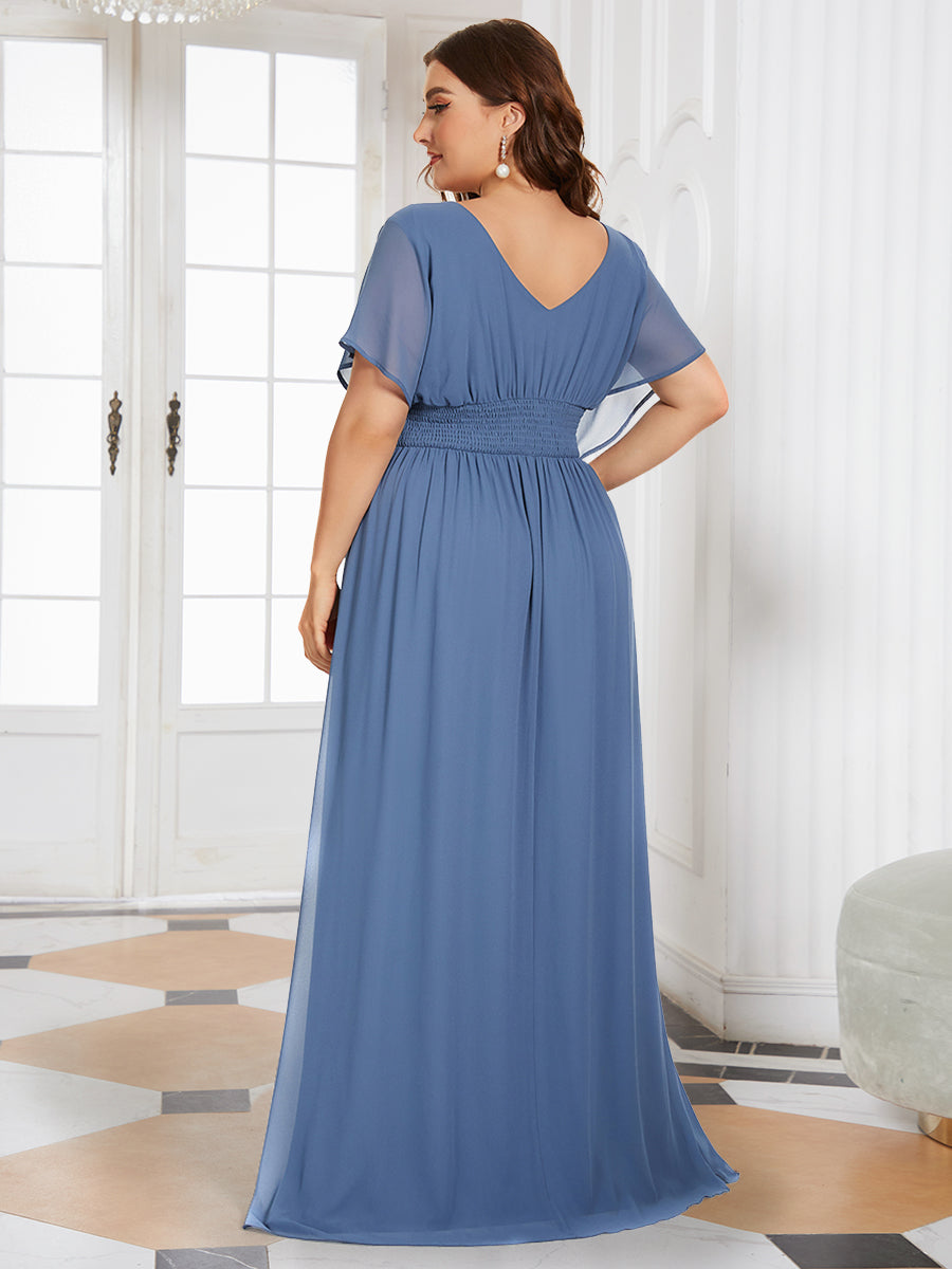 Robe de Soirée Longue Grande Taille en Mousseline à Taille Empire