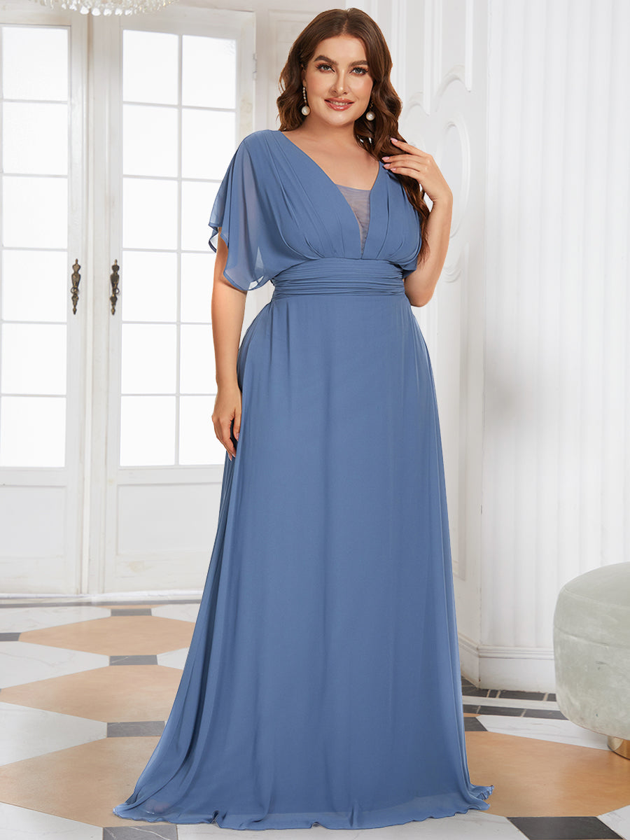 Robe de Soirée Longue Grande Taille en Mousseline à Taille Empire