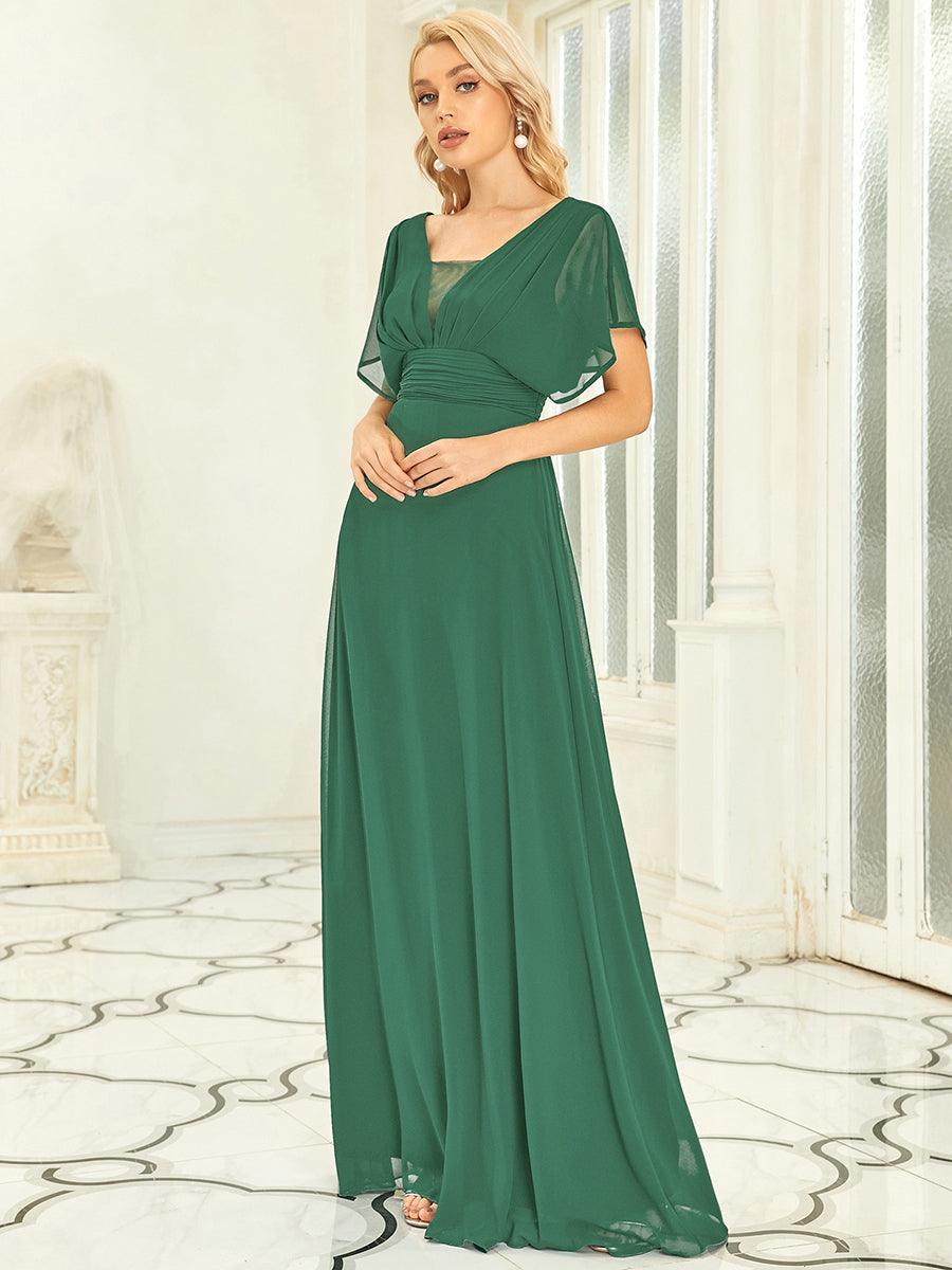 Maxi robe de soirée en mousseline de soie taille empire pour femmes