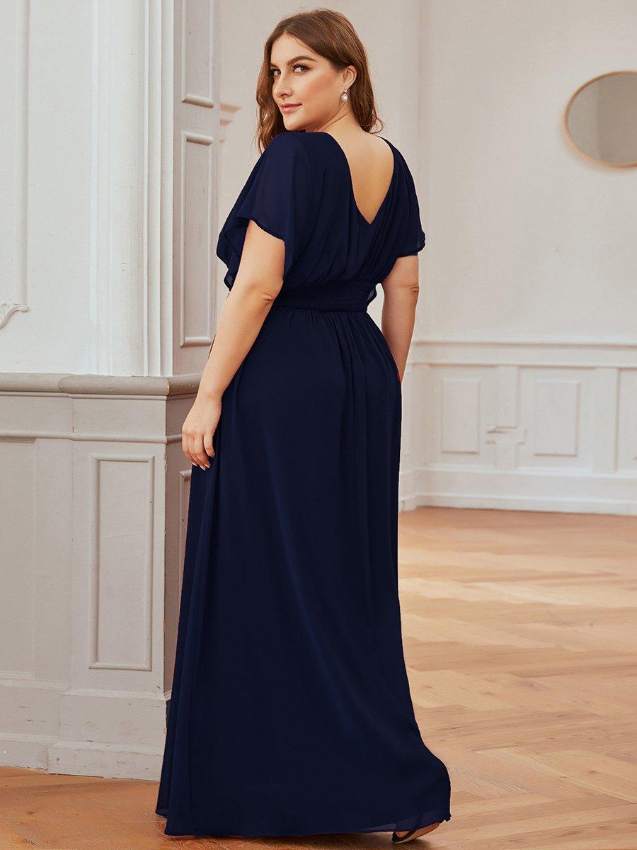 Robe de Soirée Longue Grande Taille en Mousseline à Taille Empire