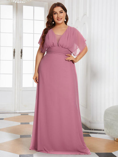 Robe de soirée longue grande taille en mousseline à taille empire