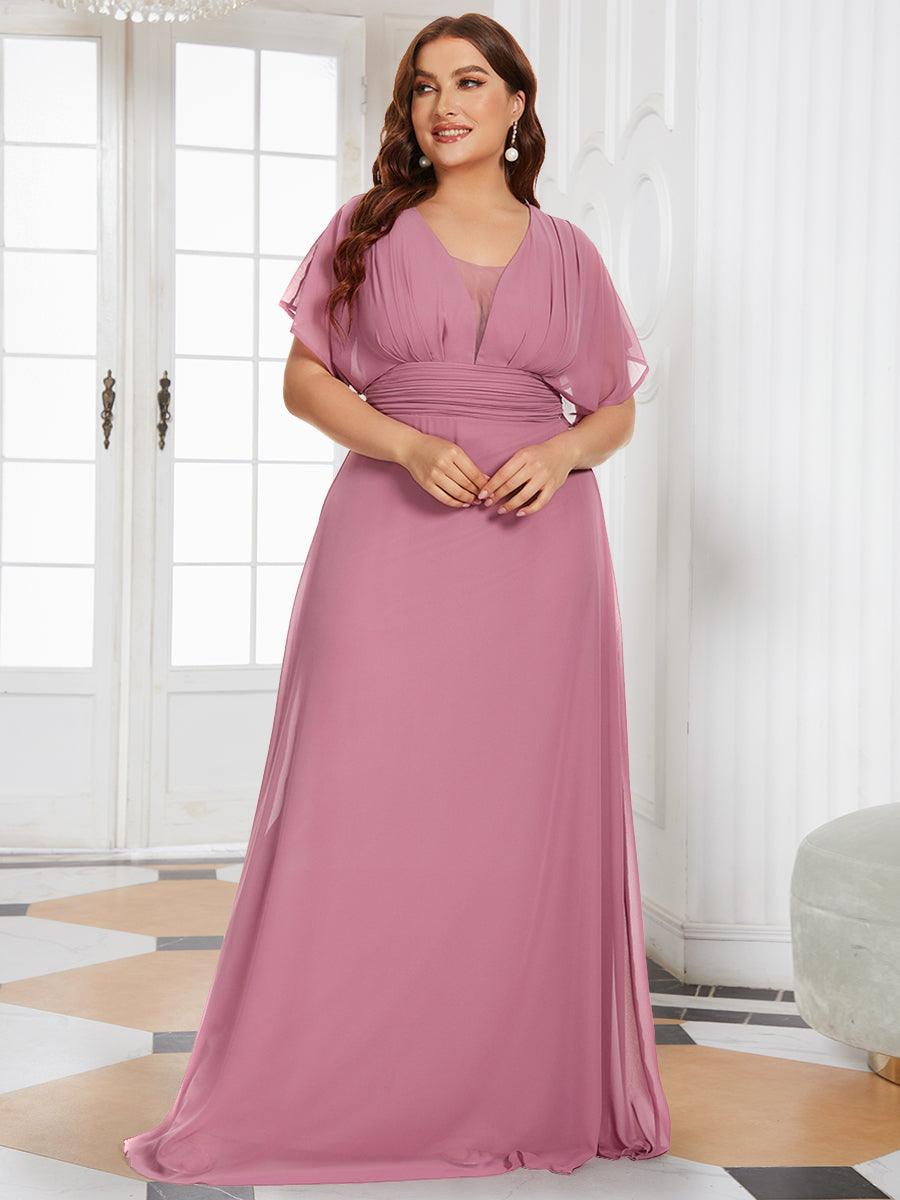 Robe de Soirée Longue Grande Taille en Mousseline à Taille Empire