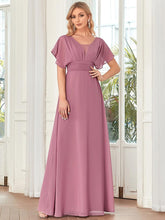 Robe de demoiselle d'honneur longue en mousseline de soie sexy pour femmes #Couleur_Orchidee