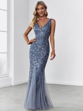 Taille personnalisée Robe de soirée Longue Sexy en sequins col en V pour femmes