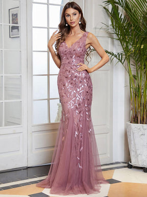 Taille personnalisée Robe de soirée Longue Sexy en sequins col en V pour femmes