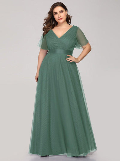 pretty MISTE|Robe de demoiselle d'honneur grande taille pour femmes avec manches courtes