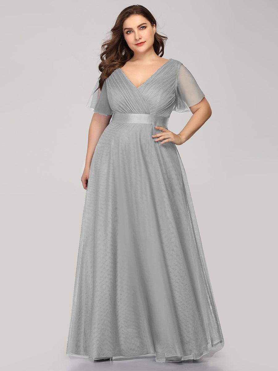 Robe de soirée grande taille pour femmes avec manches courtes