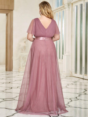 Robe de soirée grande taille pour femmes avec manches courtes