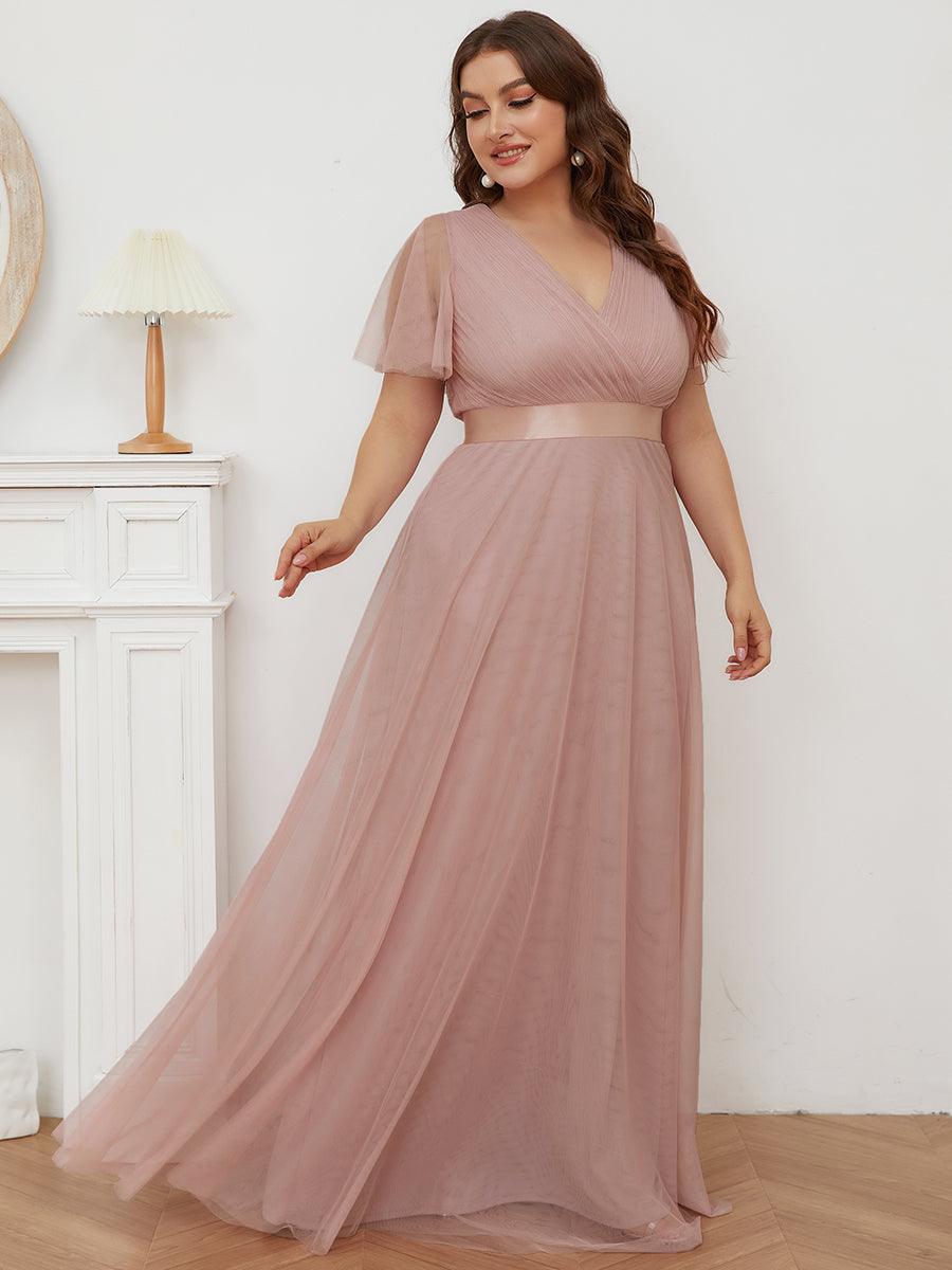 Robe de soirée grande taille pour femmes avec manches courtes