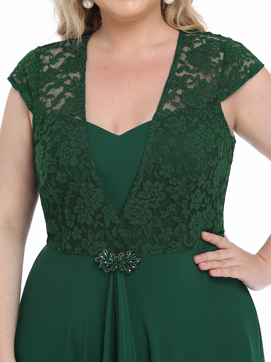Robe d'Invité de Mariage Grande Taille en Dentelle Florale