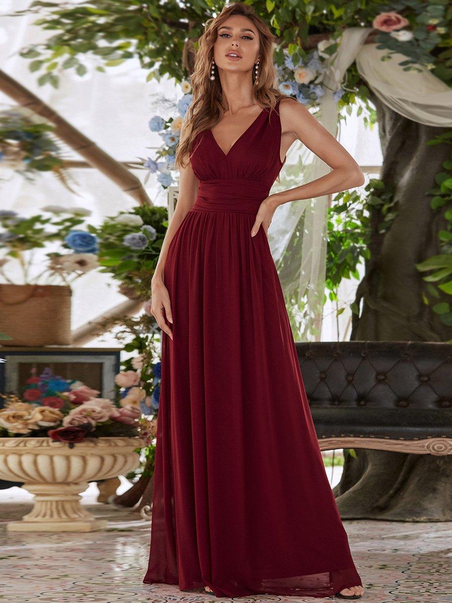 Taille personnalisée Robe de soirée sans manches plissé chiffon