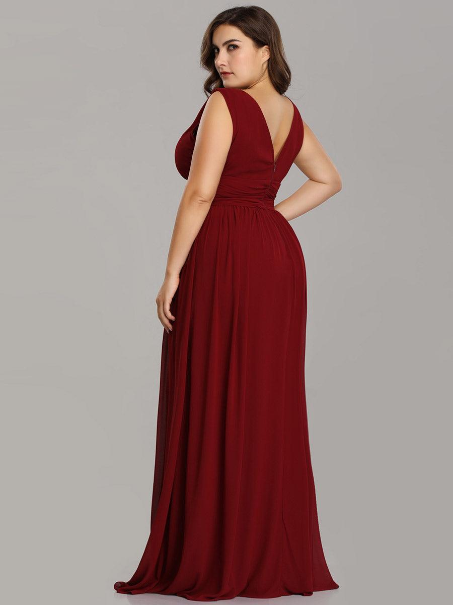 Robe de demoiselle d'honneur en mousseline sans manches #Couleur_Bordeaux