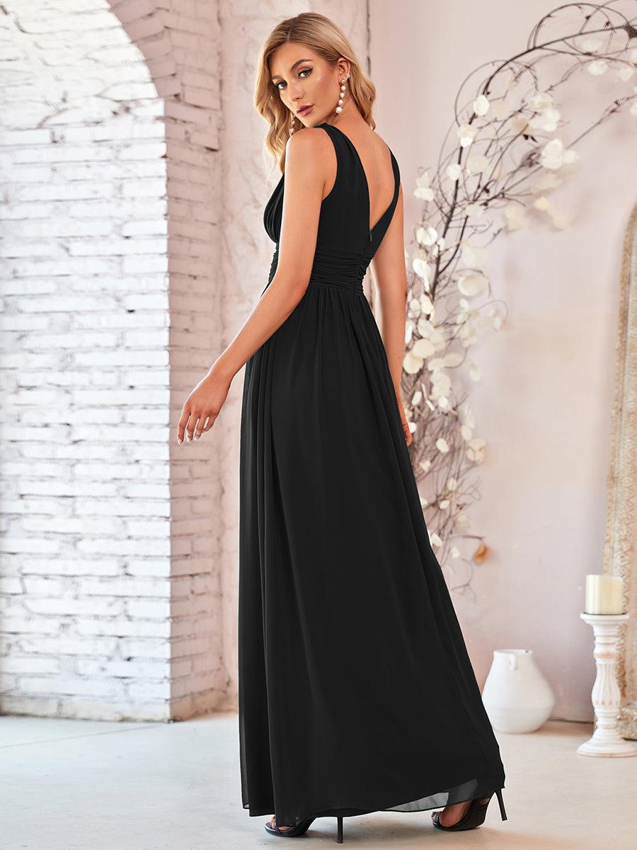 Taille personnalisée Robe de soirée sans manches plissé chiffon