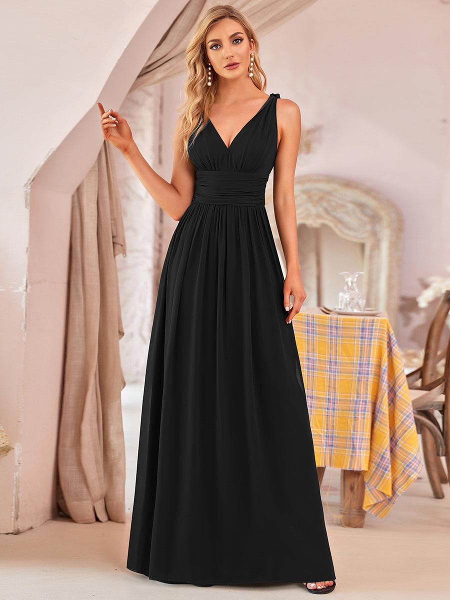 Taille personnalisée Robe de soirée sans manches plissé chiffon