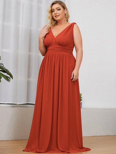 pretty HUSH|Robes de soirée grande taille semi-formelle tissu à col v sans manches