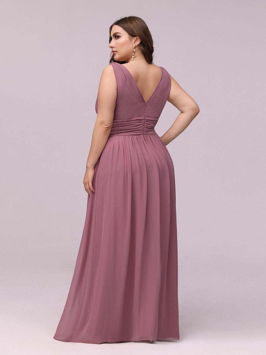 Taille personnalisée Robe de soirée sans manches plissé chiffon #Couleur_Orchidee