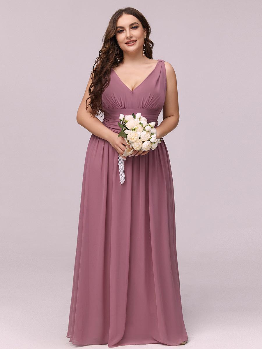 Taille personnalisée Robe de soirée sans manches plissé chiffon #Couleur_Orchidee
