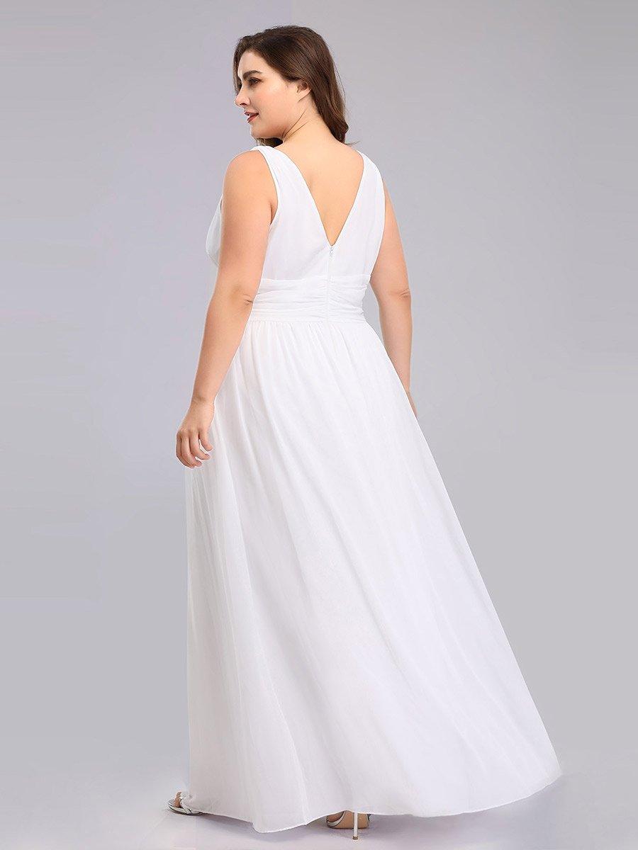 Taille personnalisée Robe de soirée sans manches plissé chiffon #Couleur_Blanc