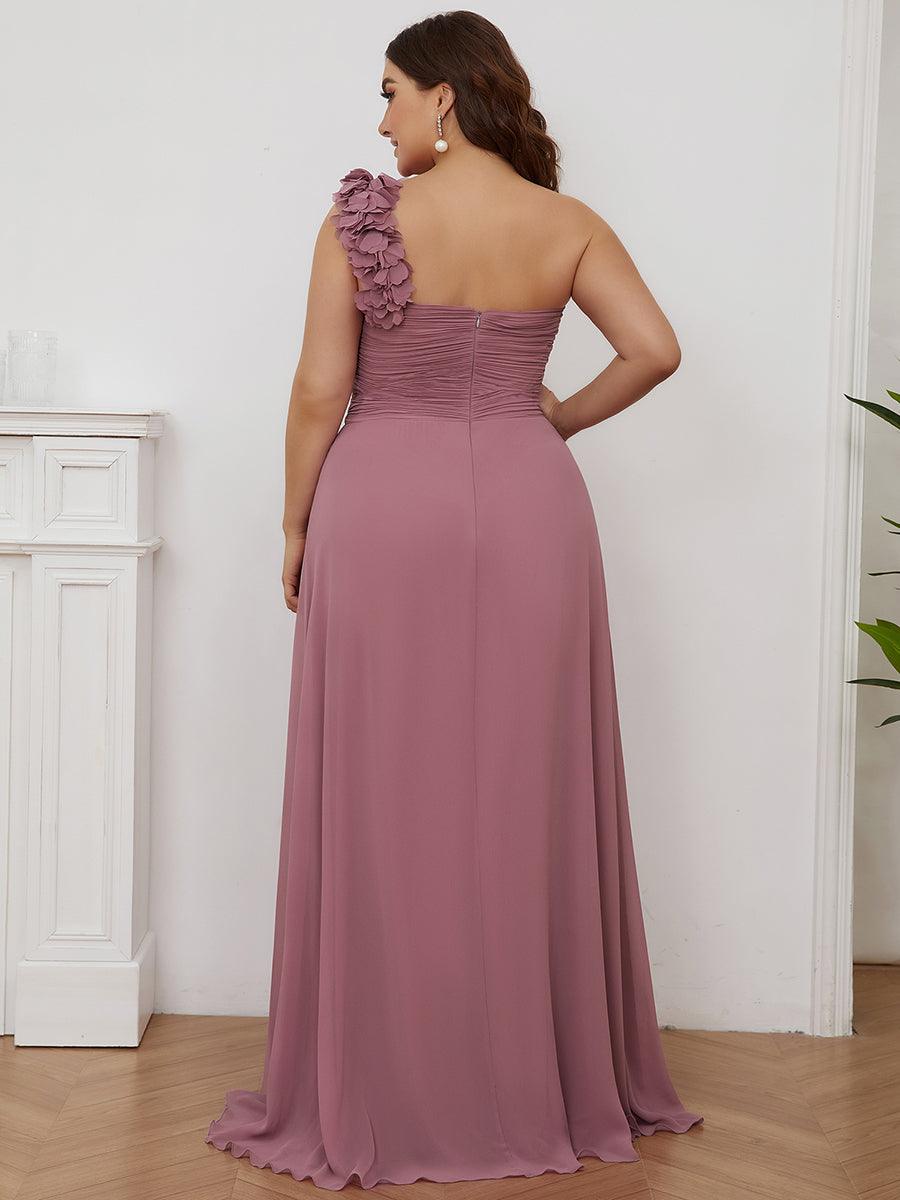 Robes de Demoiselle d'Honneur Grande Taille Chiffon à Une épaule #Couleur_Orchidee