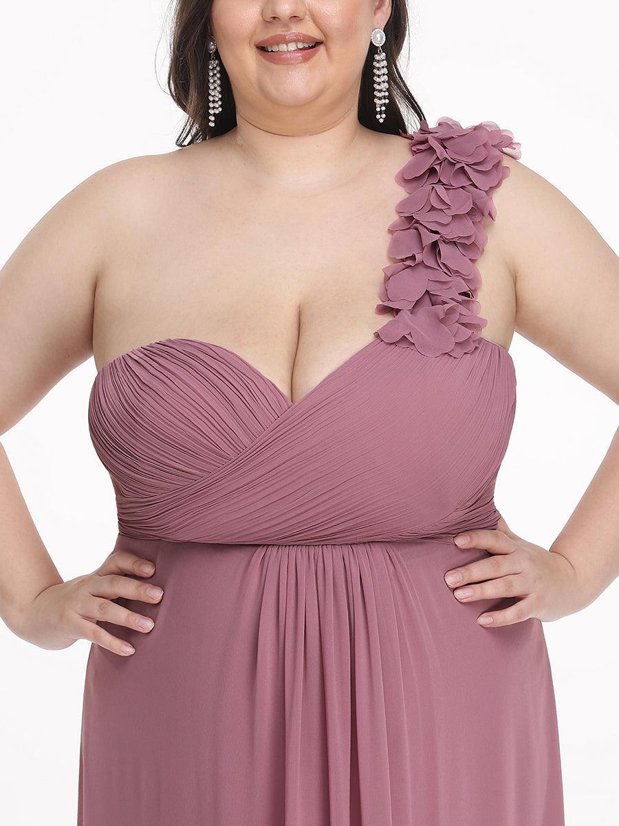 Robes de Demoiselle d'Honneur Grande Taille Chiffon à Une épaule #Couleur_Orchidee
